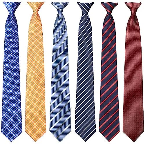 Janmercy 6 Pcs Clip on Tie for Men Necktie Assorted Color | Business Style, 51cm thumbnail 1