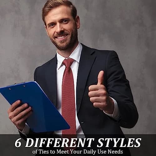 Janmercy 6 Pcs Clip on Tie for Men Necktie Assorted Color | Business Style, 51cm thumbnail 5