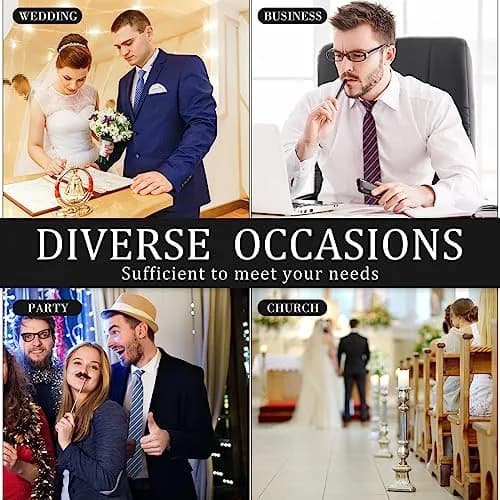 Janmercy 6 Pcs Clip on Tie for Men Necktie Assorted Color | Business Style, 51cm thumbnail 6