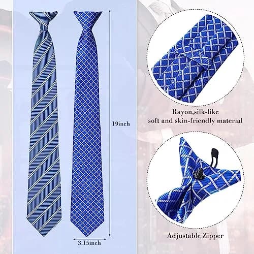 Janmercy 6 Pcs Clip on Tie for Men Necktie Assorted Color | Business Style, 51cm thumbnail 2