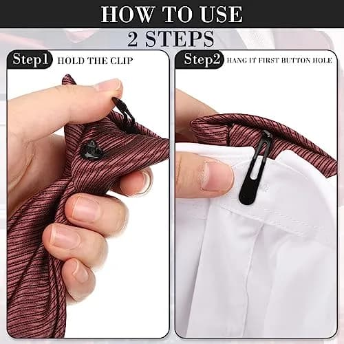 Janmercy 6 Pcs Clip on Tie for Men Necktie Assorted Color | Business Style, 51cm thumbnail 3