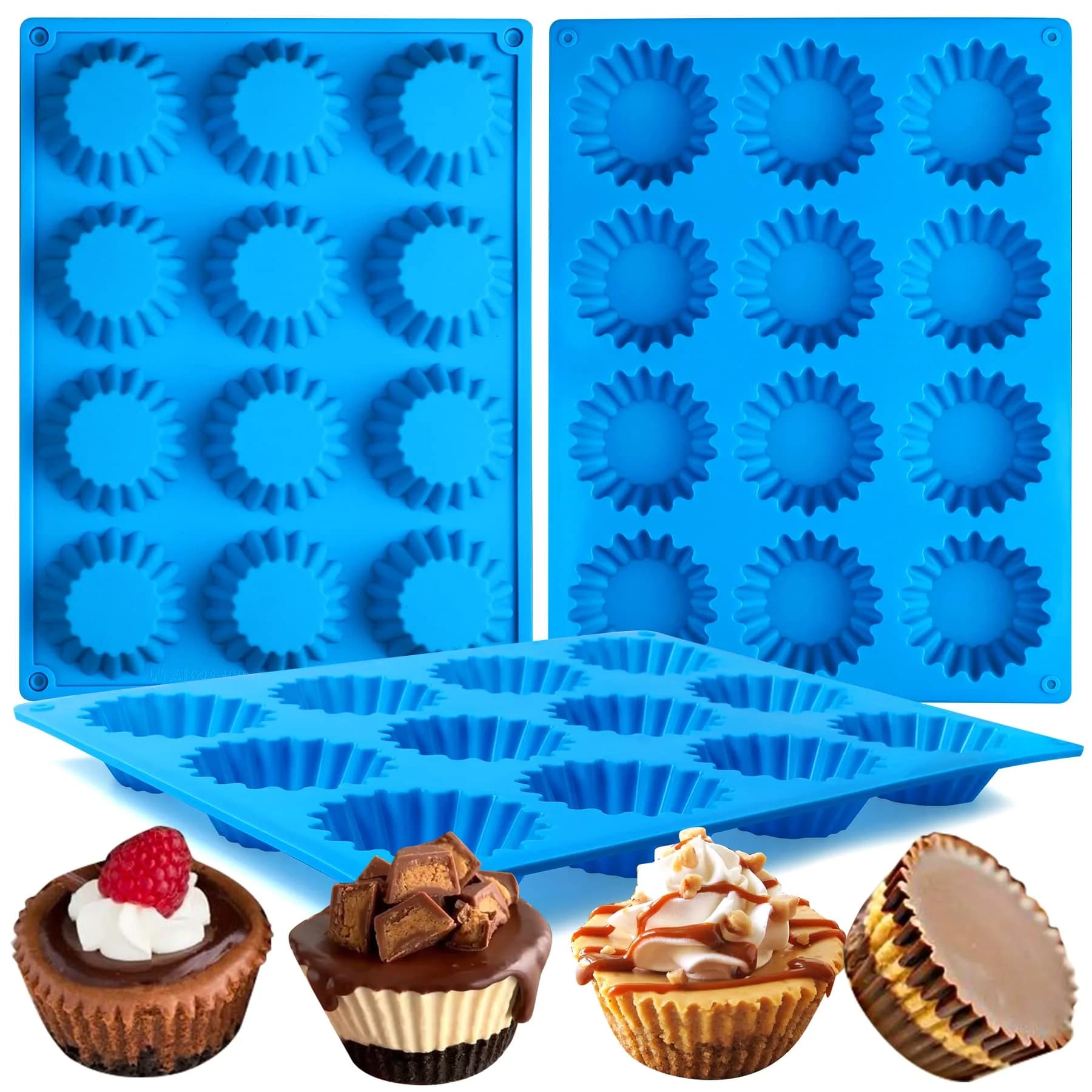 Sidosir Peanut Butter Cup Mold 3pcs | Silicone Mini Tart Pan for Fat Bombs & Brownies — Peanut Butter Cup