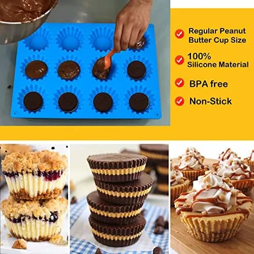 Sidosir Peanut Butter Cup Mold 3pcs | Silicone Mini Tart Pan for Fat Bombs & Brownies thumbnail 5