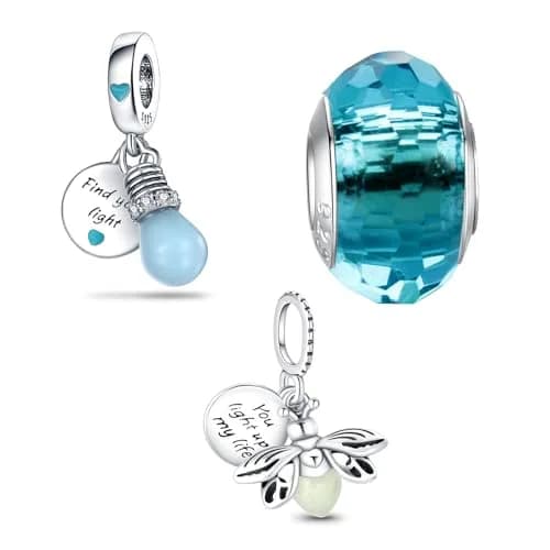 HappyStar 925 Sterling Silver Charms for Bracelets & Necklaces | Bead Pendants with Zirconia (4.6mm & 5mm holes) | Gift for Couples & Sisters thumbnail 1