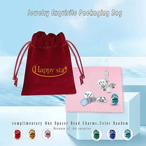 HappyStar 925 Sterling Silver Charms for Bracelets & Necklaces | Bead Pendants with Zirconia (4.6mm & 5mm holes) | Gift for Couples & Sisters thumbnail 9