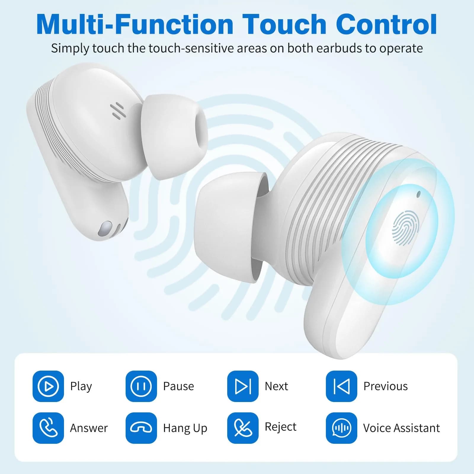 ASKUBSKU True Wireless Bluetooth 5.4 Earbuds | 13mm Dynamic Drivers, Noise Isolating, Semi-In-Ear Design - view 6