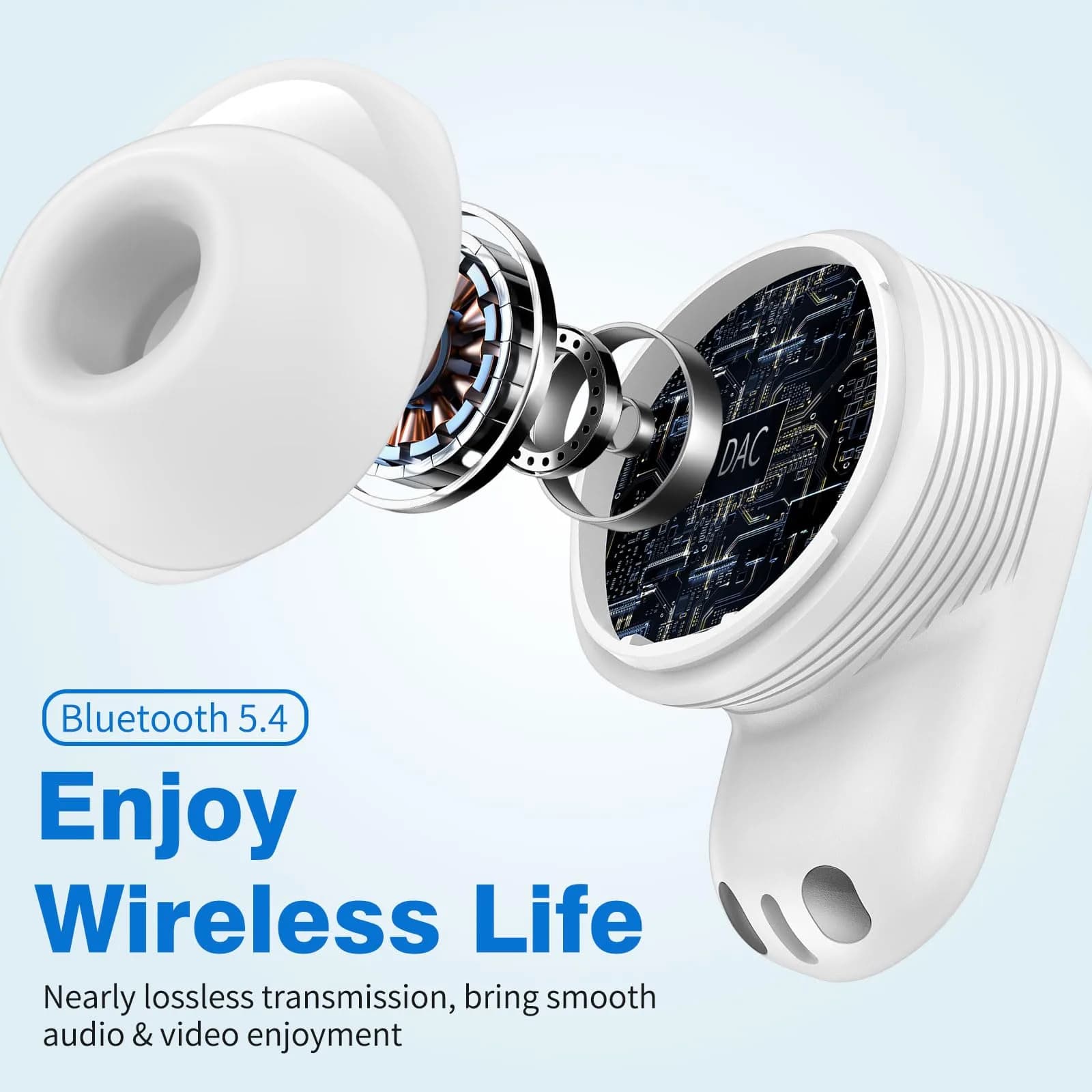ASKUBSKU True Wireless Bluetooth 5.4 Earbuds | 13mm Dynamic Drivers, Noise Isolating, Semi-In-Ear Design - view 2