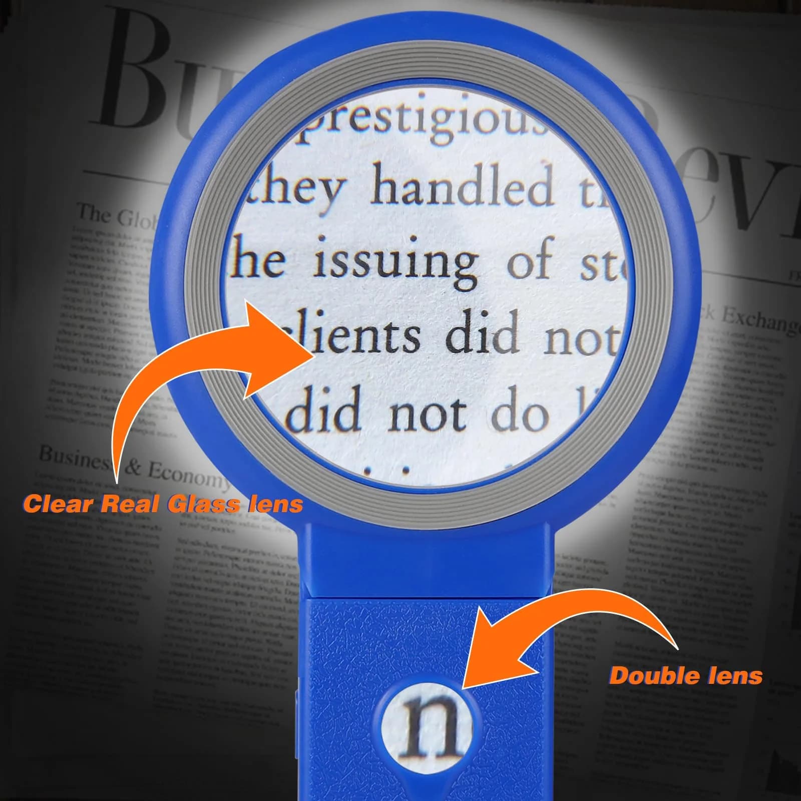 KIBTOY Blue Magnifier with Light and Stand, 3.2-inch Glass Lens | 3x Magnification for Seniors Reading - view 5