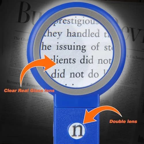 KIBTOY Blue Magnifier with Light and Stand, 3.2-inch Glass Lens | 3x Magnification for Seniors Reading thumbnail 5