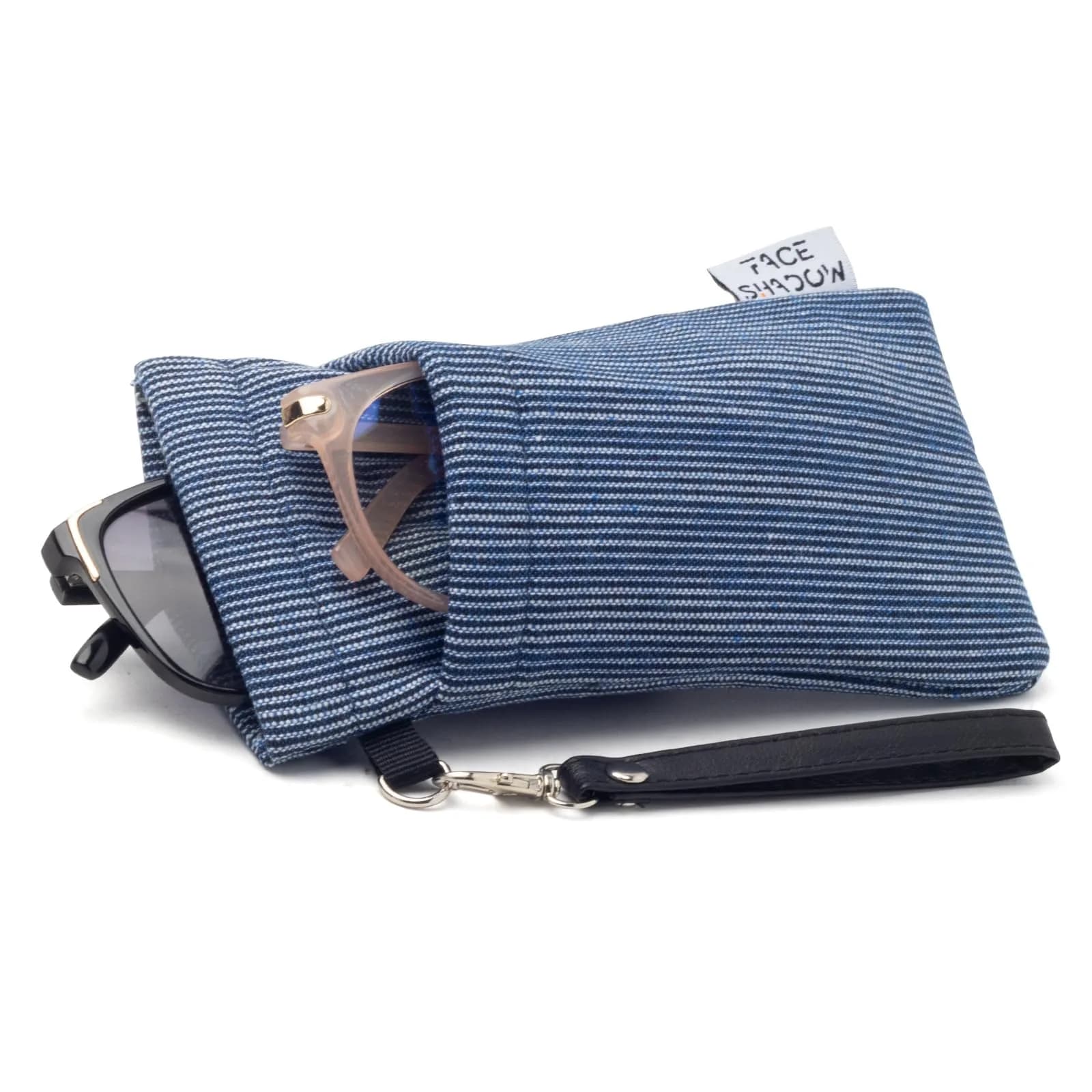 Face Shadow Soft Eyeglass Case for Women & Men | Holds Two Pairs, Squeeze Top, Microfiber Lined - main product image