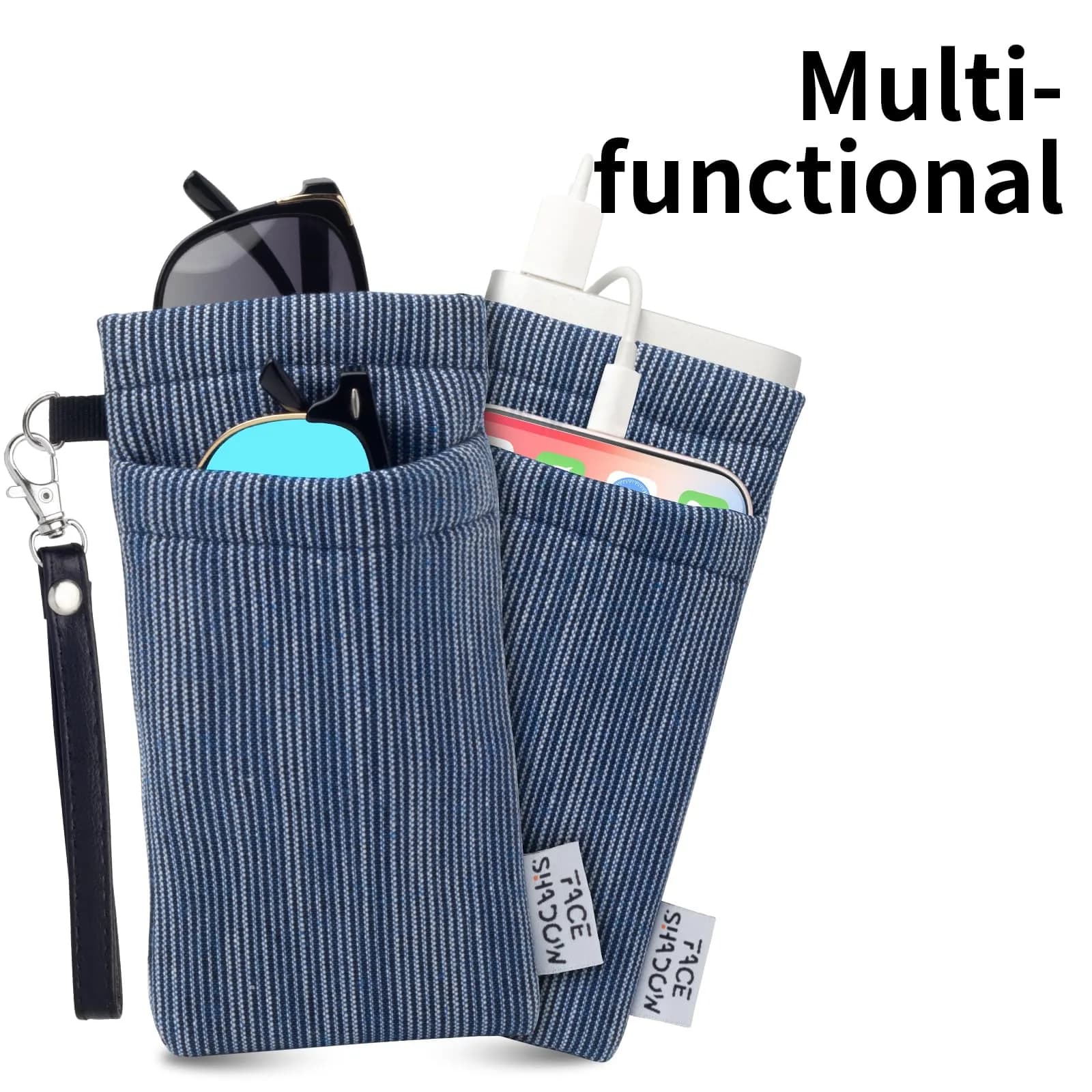 Face Shadow Soft Eyeglass Case for Women & Men | Holds Two Pairs, Squeeze Top, Microfiber Lined - view 6
