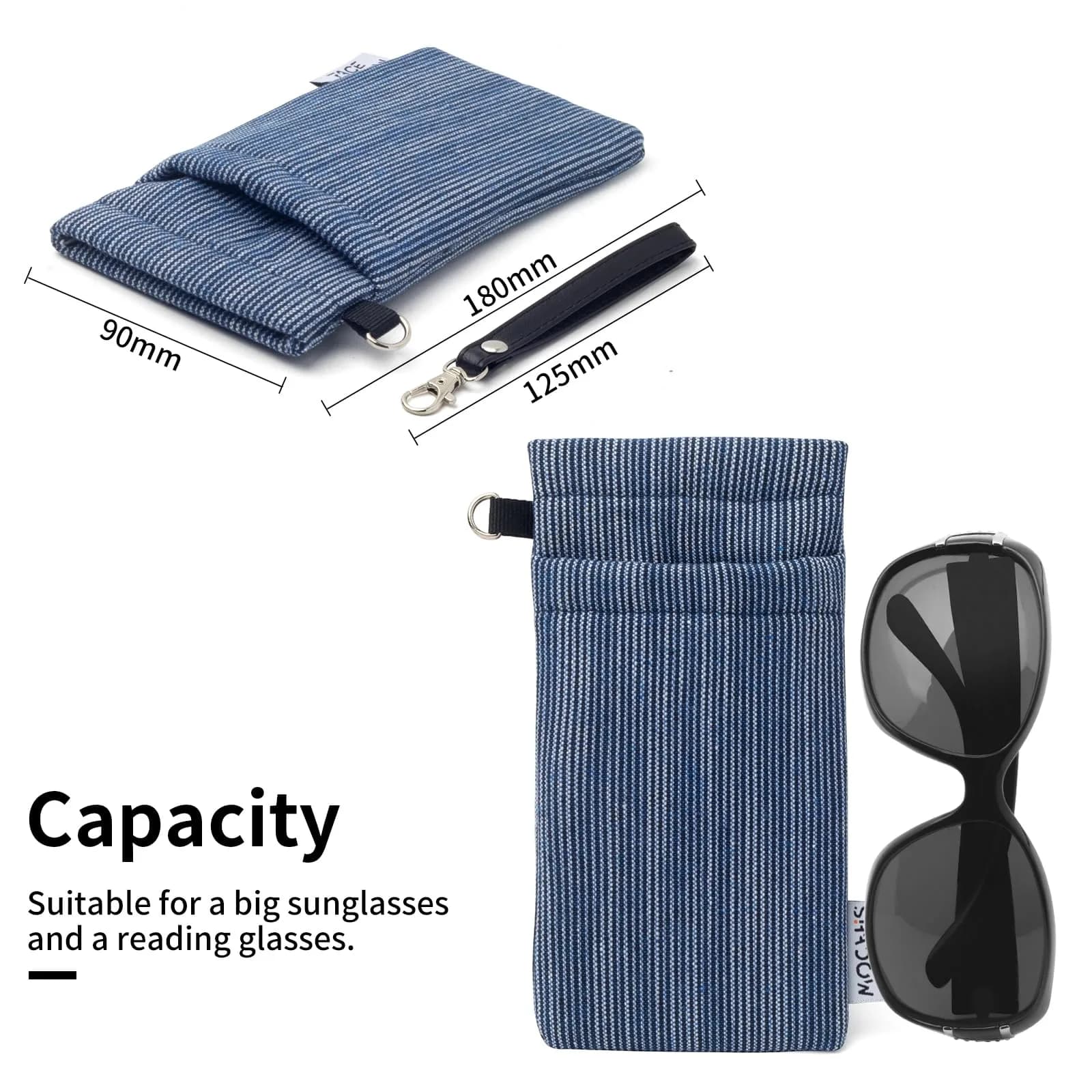 Face Shadow Soft Eyeglass Case for Women & Men | Holds Two Pairs, Squeeze Top, Microfiber Lined - view 3