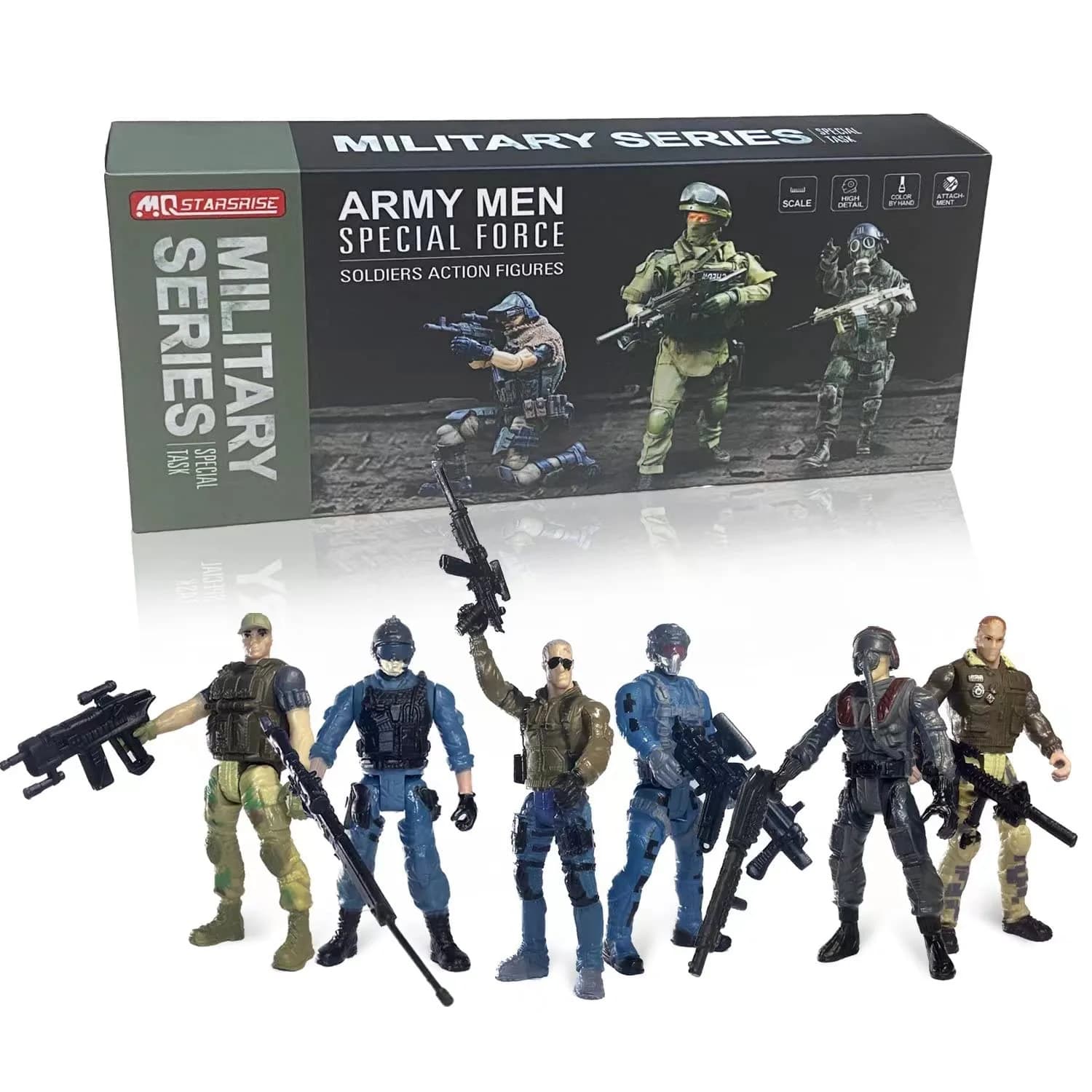MQSTARSRISE Army Men Toy Set for Boys 4-7 | Realistic Military Action Figures with Accessories — Blue