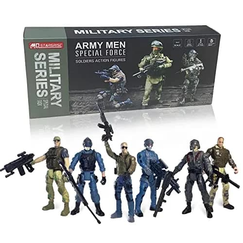 MQSTARSRISE Army Men Action Figures, 6 Pcs Soldiers Toy Set | Realistic Military Playset for Kids thumbnail 1
