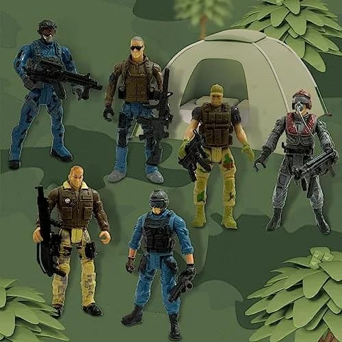 MQSTARSRISE Army Men Action Figures, 6 Pcs Soldiers Toy Set | Realistic Military Playset for Kids thumbnail 3