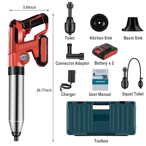 TTILL Electric Toilet Plunger 2 Batteries | High Pressure Drain Clog Remover (70-120 chars) thumbnail 6
