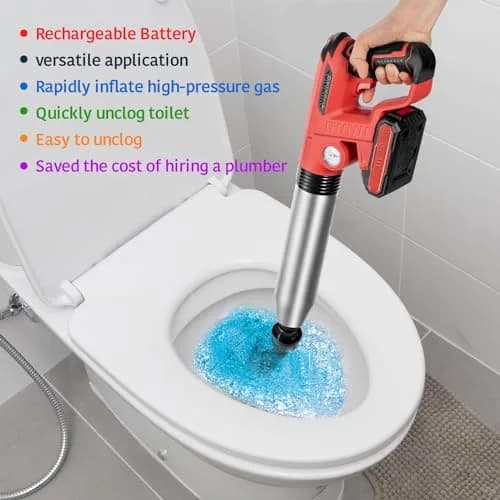 TTILL Electric Toilet Plunger 2 Batteries | High Pressure Drain Clog Remover (70-120 chars) thumbnail 2