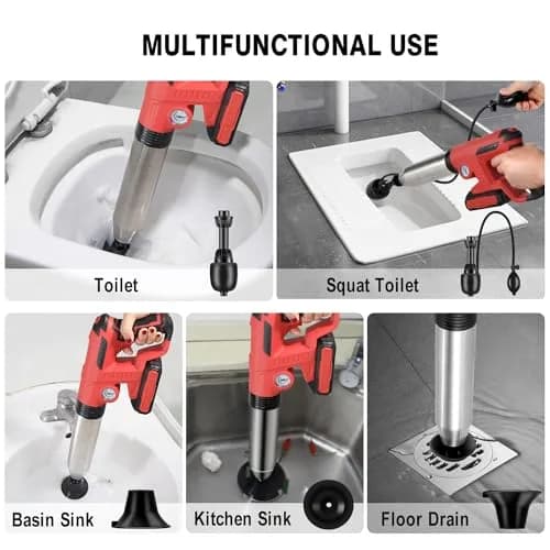 TTILL Electric Toilet Plunger 2 Batteries | High Pressure Drain Clog Remover (70-120 chars) thumbnail 3