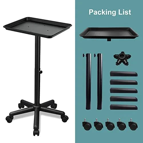 Findabetter Salon Rolling Tray Adjustable Height with Wheels, 18"x13"x42" | Aluminum Construction thumbnail 7