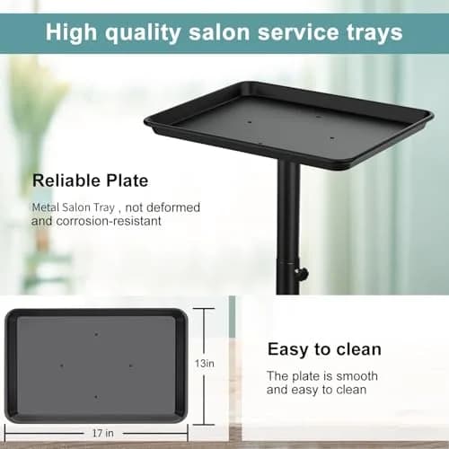 Findabetter Salon Rolling Tray Adjustable Height with Wheels, 18"x13"x42" | Aluminum Construction thumbnail 2