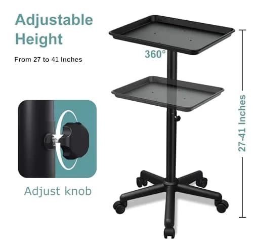 Findabetter Salon Rolling Tray Adjustable Height with Wheels, 18"x13"x42" | Aluminum Construction thumbnail 3