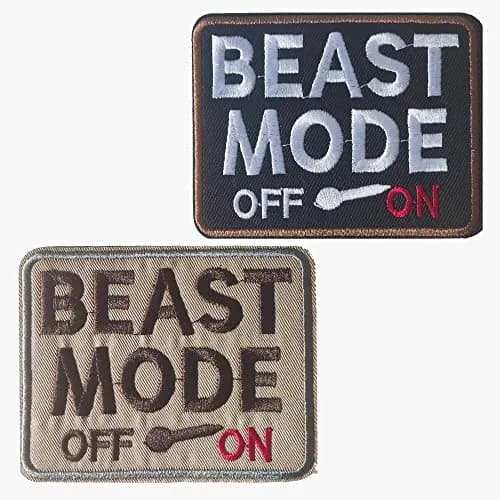 TXSN Beast Mode On Patches 2 Pieces | Hook & Loop Embroidery Badge 8.1 cm (3.2") x 5.1 cm (2") thumbnail 1