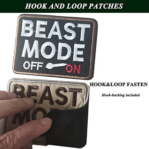 TXSN Beast Mode On Patches 2 Pieces | Hook & Loop Embroidery Badge 8.1 cm (3.2") x 5.1 cm (2") thumbnail 3