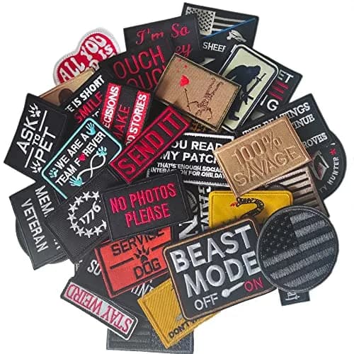 TXSN 12PCS Random Tactical Morale Patches Set 5cm x 7.5cm (2" x 3") | Full Embroidery Loop & Hook Fasten for Bags & Vests thumbnail 1