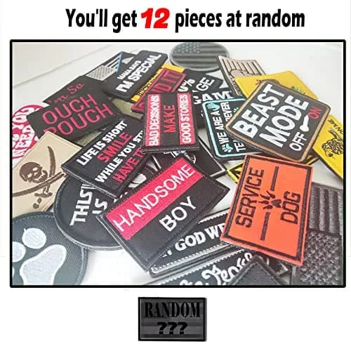 TXSN 12PCS Random Tactical Morale Patches Set 5cm x 7.5cm (2" x 3") | Full Embroidery Loop & Hook Fasten for Bags & Vests thumbnail 5