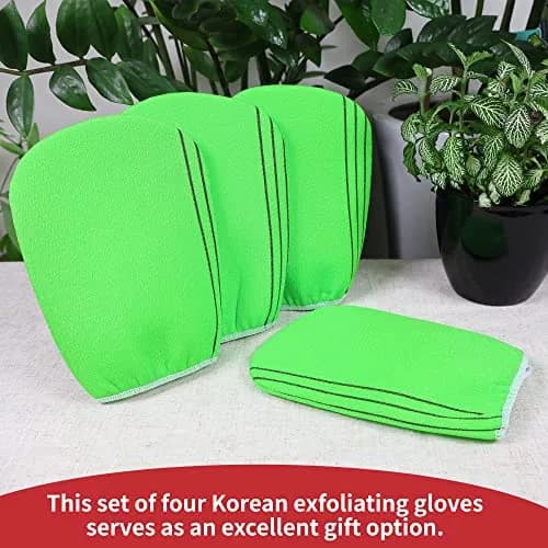 etreetowel Korean Exfoliating Bath Mitts (4 Pcs) | Premium Viscose Rayon Body Scrub Gloves thumbnail 6
