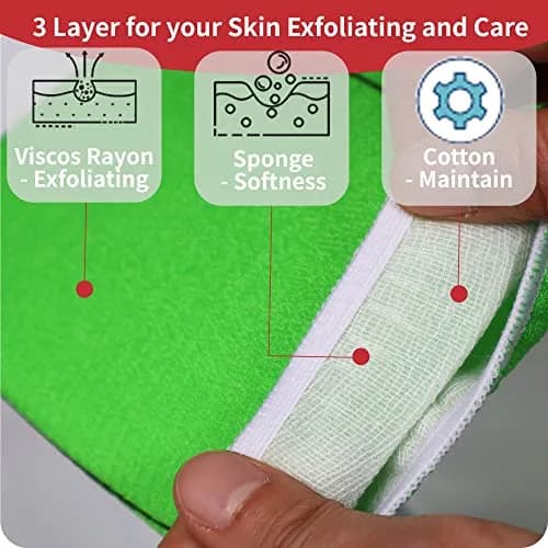 etreetowel Korean Exfoliating Bath Mitts (4 Pcs) | Premium Viscose Rayon Body Scrub Gloves thumbnail 3