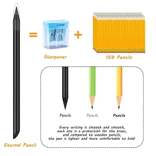 AUAUY Metal Infinity Pencil 2-Pack | Smooth Writing, Replaceable Nib, Eco-Friendly Design thumbnail 5