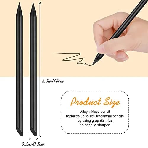 AUAUY Metal Infinity Pencil 2-Pack | Smooth Writing, Replaceable Nib, Eco-Friendly Design thumbnail 6