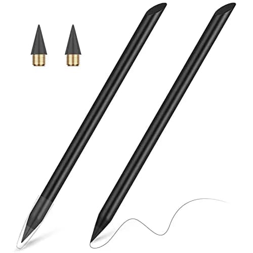 AUAUY Metal Infinity Pencil 2-Pack | Smooth Writing, Replaceable Nib, Eco-Friendly Design thumbnail 1