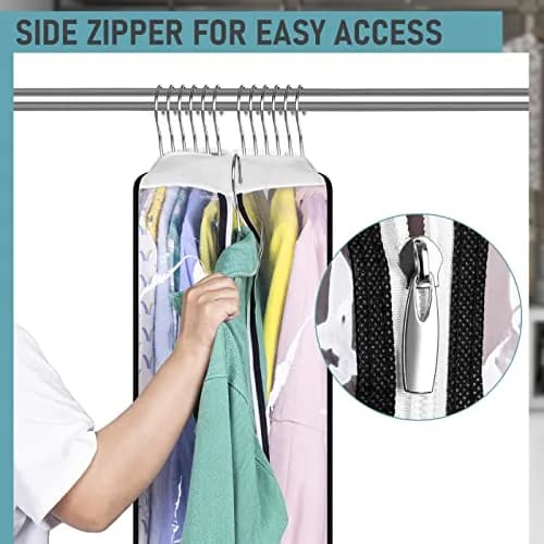 MISSLO Gusseted Clear Garment Bags for Hanging Clothes 50" (127cm) x 22" (56cm) x 10" (25cm) — 3 Pack | Protects Suits, Gowns, Dresses from Dust & Moisture thumbnail 4