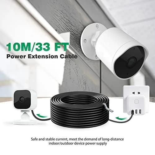 ASKUBSKU Black USB A to Micro-USB Power Extension Cable 10m (33ft) | For Blink Mini, Wyze Cam V3, Yi Home Cam thumbnail 2