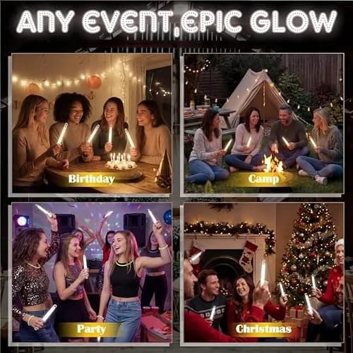 LEIFIDE 100 Pcs White Glow Sticks Bulk, 6 Inch (15 cm) Light Sticks for Party | 24+ Hour Glow thumbnail 7