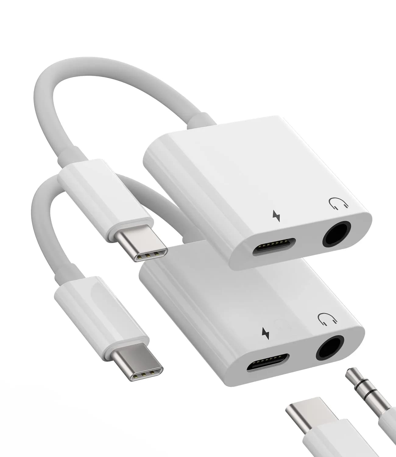 Zoyuzan USB-C to 3.5mm Headphone Audio Jack Adapter 2 Pack | Music + Charging — 3.5+C