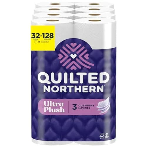 Quilted Northern Ultra Plush Toilet Paper, 32 Mega Rolls (11,360 Sheets Total) | 3X Thicker, 3-Ply Soft Unscented Bath Tissue thumbnail 1