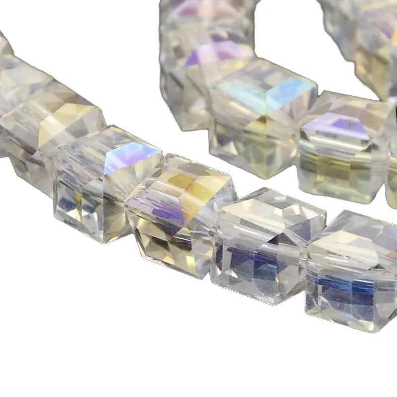 Craftdady 100Pcs Faceted Glass Cube Beads 6x6x6mm AB Color Transparent | Geometric Square Crystal for Jewelry & Crafts