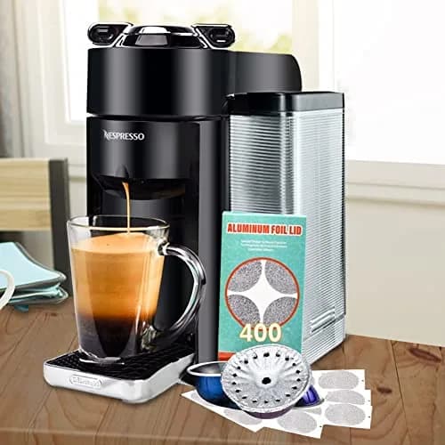 CAPMESSO 400 Aluminum Foil Lids for Nespresso VertuoLine Pods, 64mm Diameter | Reusable Coffee Filter for Rich Brews thumbnail 6