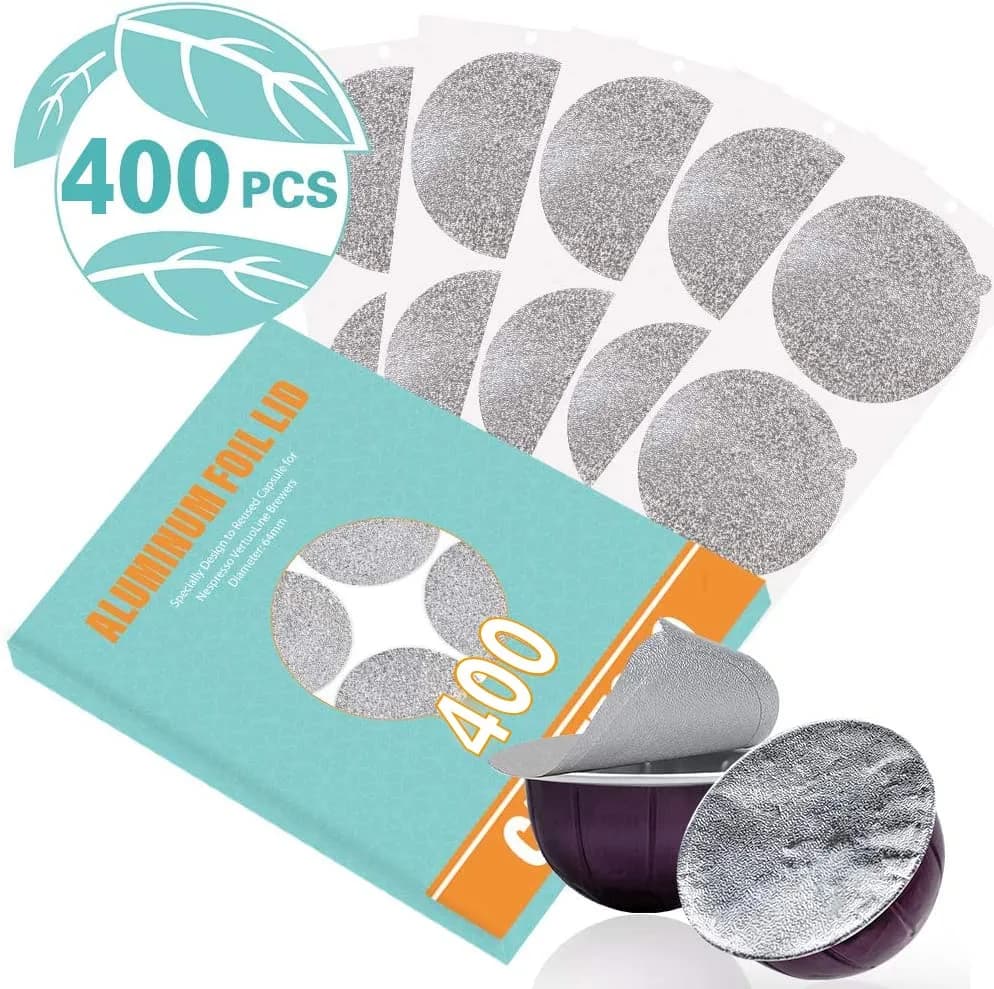 CAPMESSO 400 Aluminum Foil Lids for Nespresso VertuoLine Pods, 64mm Diameter | Reusable Coffee Filter for Rich Brews thumbnail 3