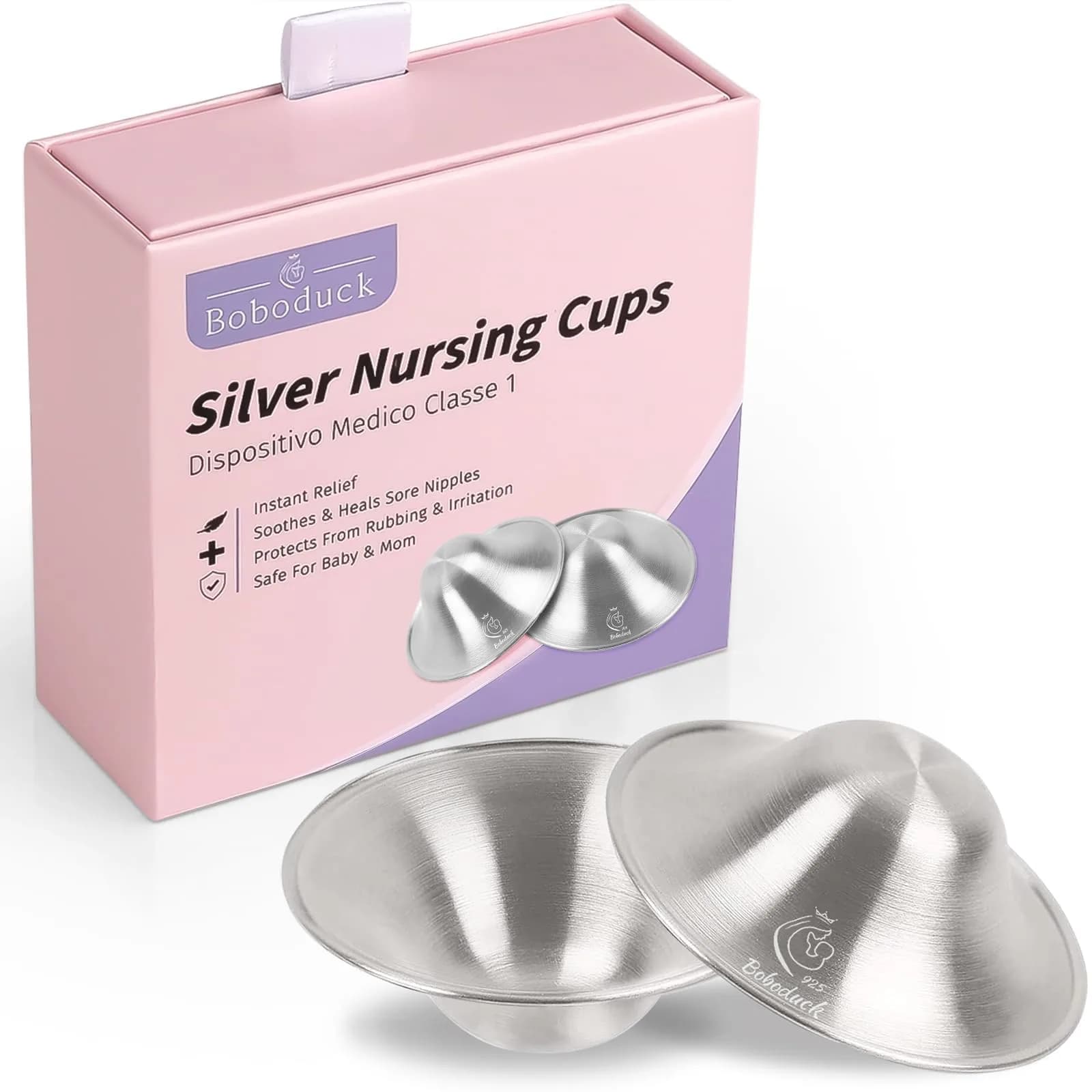 Boboduck Silver Nursing Cups X-L Size | Authentic Protection for Breastfeeding Mothers - main product image