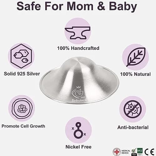 Boboduck Silver Nursing Cups X-L Size | Authentic Protection for Breastfeeding Mothers thumbnail 5