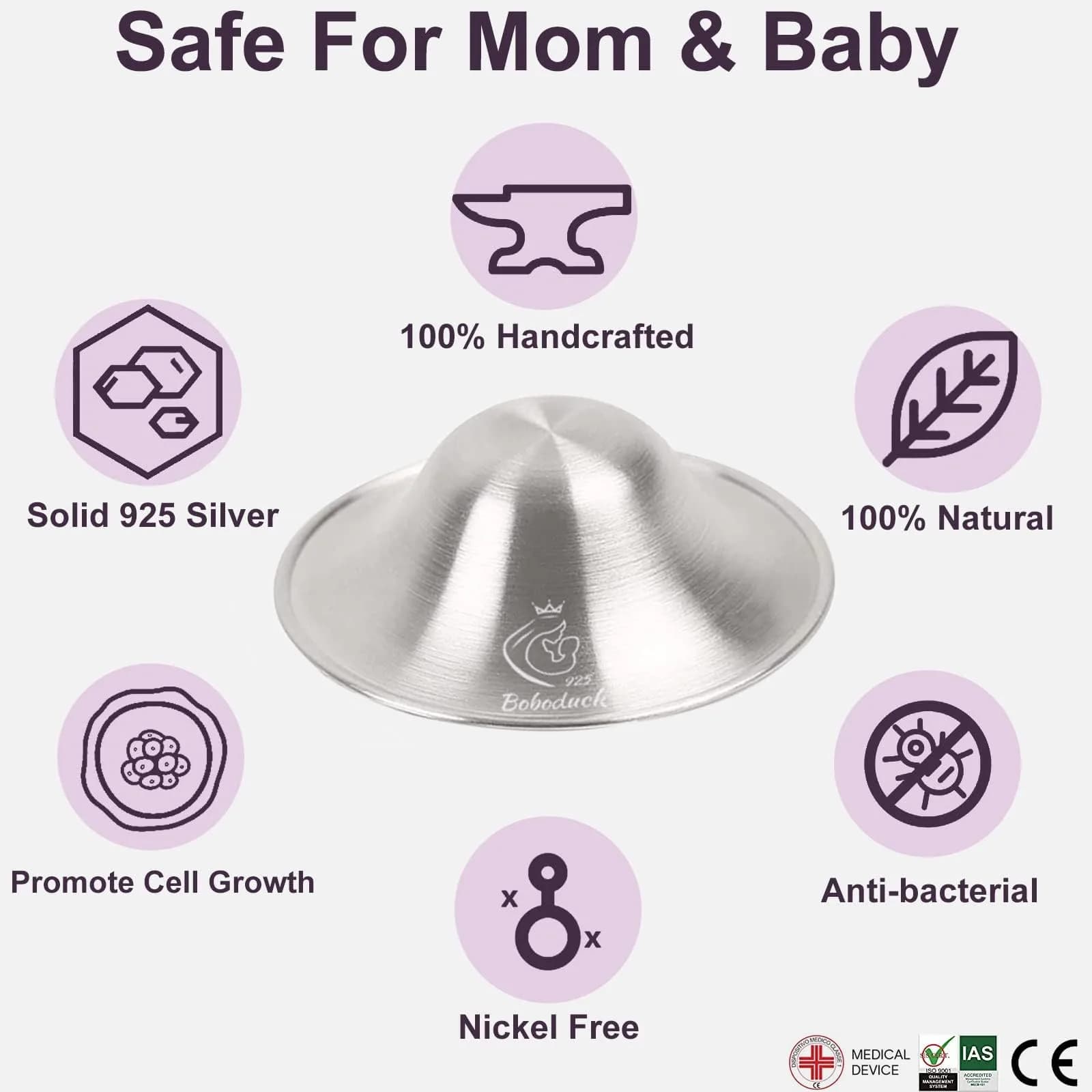 Boboduck Silver Nursing Cups X-L Size | Authentic Protection for Breastfeeding Mothers thumbnail 5
