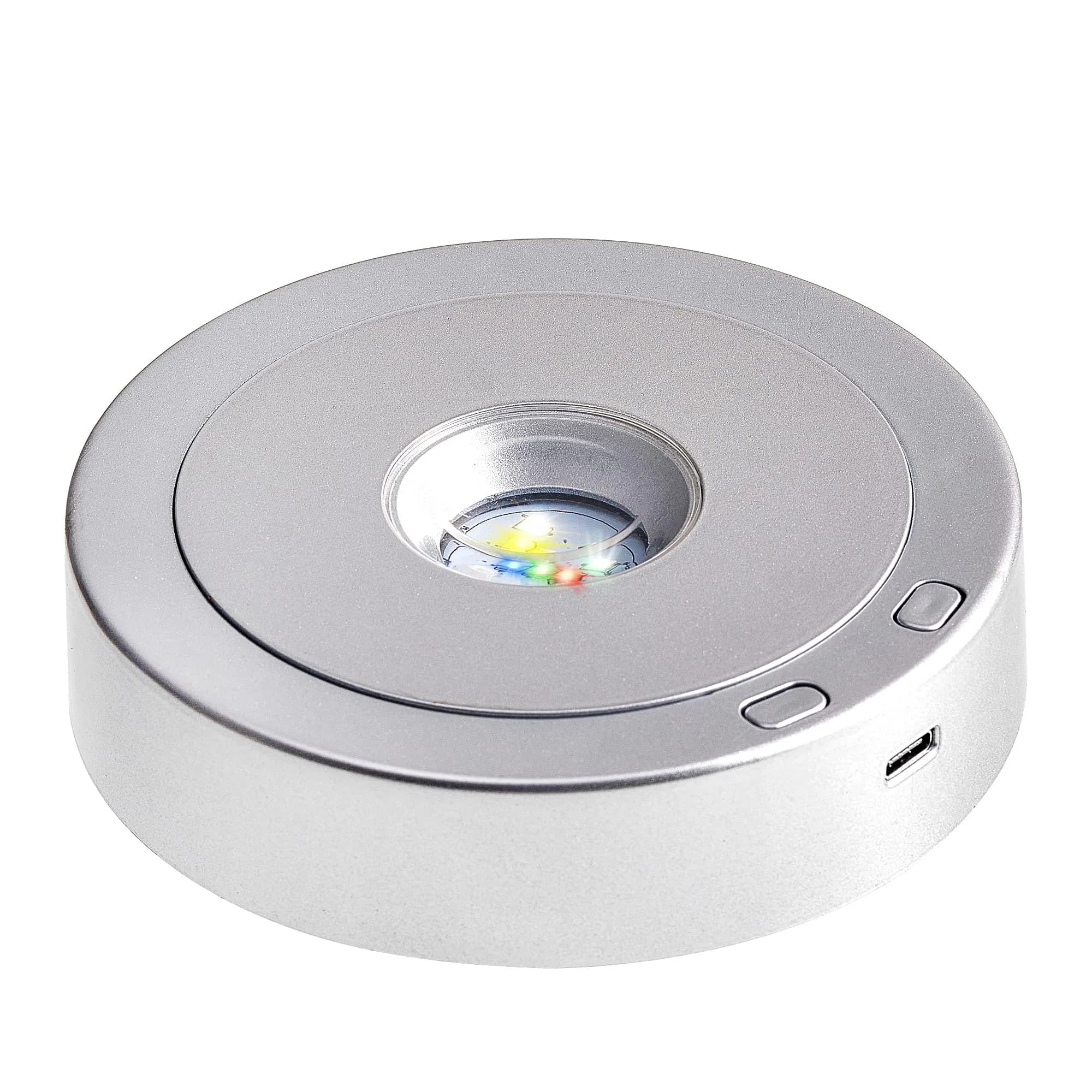 EUSTUMA Rotating LED Display Base with 8 Modes & USB/Battery Power, 11.4 cm (4.5 in) Diameter | Crystal Display Stand for Artwork