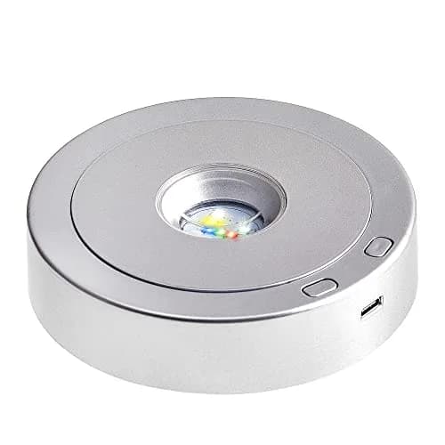 EUSTUMA Rotating LED Display Base with 8 Modes & USB/Battery Power, 11.4 cm (4.5 in) Diameter | Crystal Display Stand for Artwork thumbnail 1