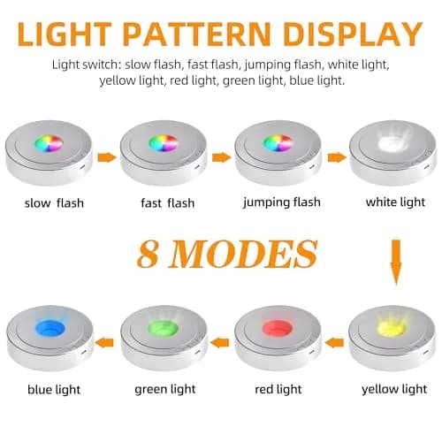 EUSTUMA Rotating LED Display Base with 8 Modes & USB/Battery Power, 11.4 cm (4.5 in) Diameter | Crystal Display Stand for Artwork thumbnail 4
