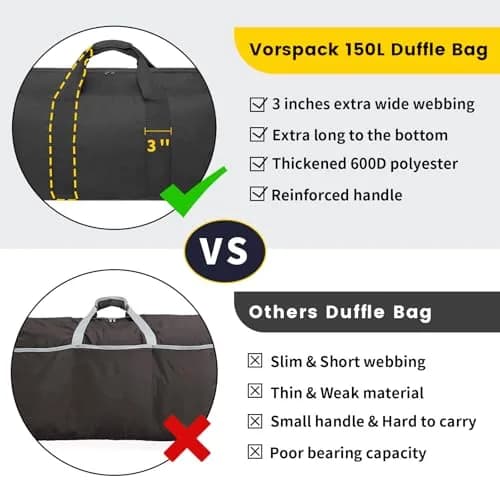 Vorspack Extra Large Duffle Bag 150L (91.4cm x 43.2cm x 38.1cm) | Heavy-Duty Travel Gear Bag thumbnail 3
