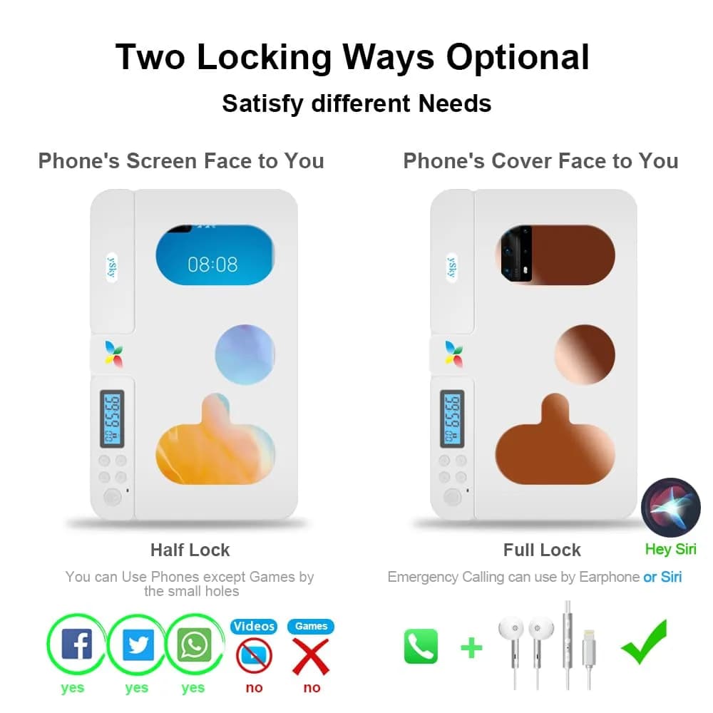 ySky Portable Phone Lock Box with Timer | 19.1cm (7.5in) White - view 2
